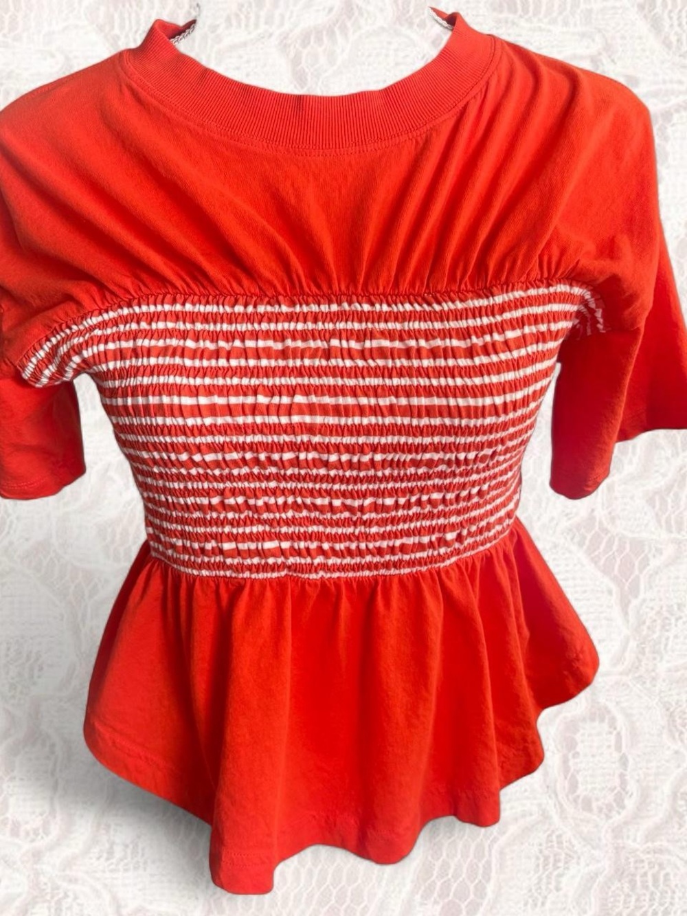 Maeve by Anthropologie Orange Smocked Cotton Tee 🎃